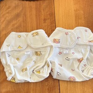 White Baby Cloth Diaper Covers with Yellow and Pink Prints